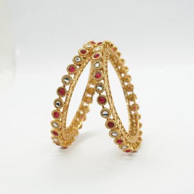 Panini Jewels Alloy Crystal Gold-plated Bangle Set(Pack of 2)