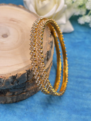 Kawai Brass Diamond Gold-plated Bangle Set(Pack of 2)