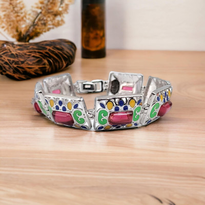 AMONROO Sterling Silver Cubic Zirconia Silver Bracelet