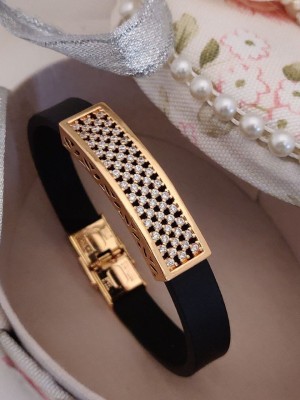 nilkanth Leather, Stainless Steel Diamond Gold-plated Bracelet