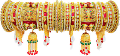 SHINE OF STARS Metal, Stone, Plastic Gold-plated Bangle Set(Pack of 2)