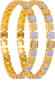 Zevarly Alloy Cubic Zirconia Gold-plated Bangle Set(Pack of 2)