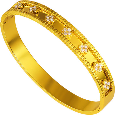 Aureliyah Stainless Steel Cubic Zirconia Gold-plated Bangle
