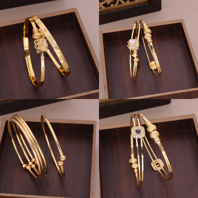 Divastri Brass Diamond Gold-plated Bangle Set(Pack of 4)