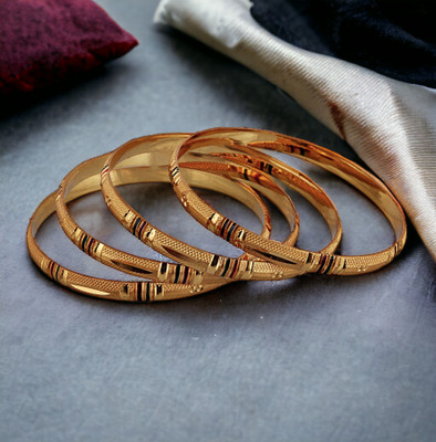 Lucky Jewellery Alloy Gold-plated Bangle Set(Pack of 4)