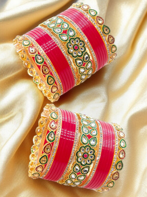 BeautyTrends Brass, Metal Cubic Zirconia Gold-plated Bangle Set(Pack of 2)