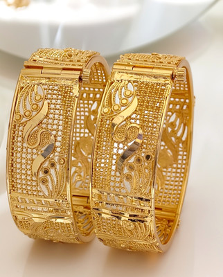 Jewels Kafe Brass Gold-plated Bangle Set(Pack of 2)