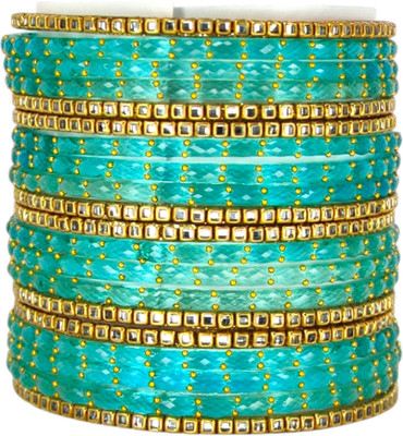 lyychee Metal, Glass Zircon Gold-plated Bangle Set(Pack of 10)