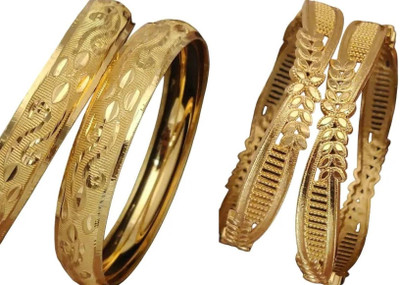 NirjaFAshion Brass Gold-plated Bracelet(Pack of 2)