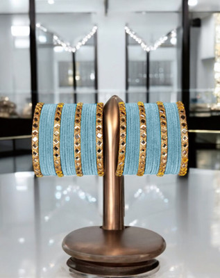 Atrika Glass, Alloy Zircon Gold-plated Bangle Set(Pack of 10)