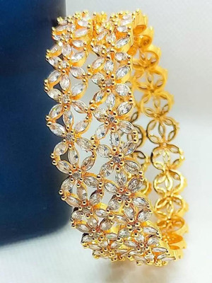 Rajwadi Brass, Alloy Cubic Zirconia Gold-plated Bangle Set(Pack of 2)