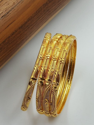 Niva Fashion Brass Gold-plated Bangle Set(Pack of 4)