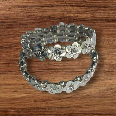 CE COLLECTION Oxidised Silver Silver Bracelet Set(Pack of 2)