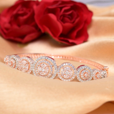 SARAF RS JEWELLERY Brass Cubic Zirconia Rhodium Bracelet