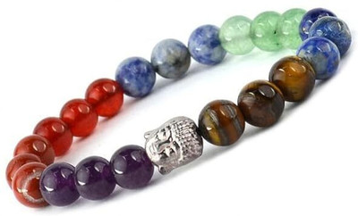 SUKHAD Lapiz Lazuli, Amethyst, Tiger's Eye, 7 Chakra, Red, Green Jade Beads Bracelet