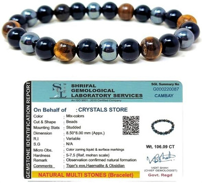 VIBESLE Stone, Crystal, Tiger's Eye, Black Obsidian Crystal Bracelet