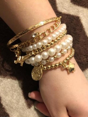 Vembley Alloy Pearl Gold-plated Cuff(Pack of 6)