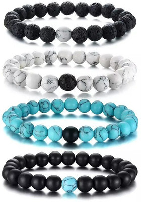 Aanya Jewels Stone Beads, Crystal, Turquoise Bracelet(Pack of 4)