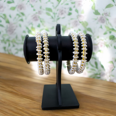 Vindaa Alloy Silver Bangle Set(Pack of 4)