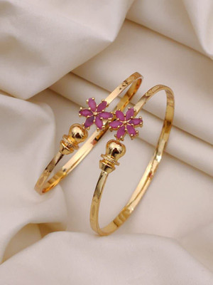 hmd Brass Ruby Gold-plated Bracelet Set(Pack of 2)