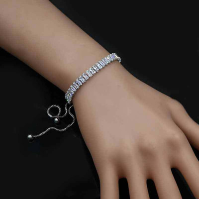 MASHBA Alloy Cubic Zirconia Silver Bracelet