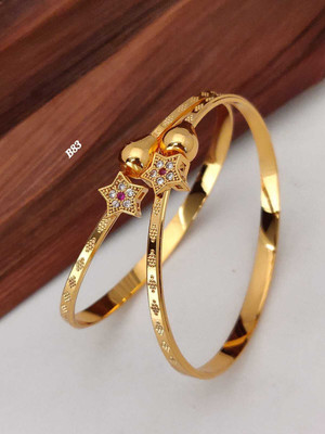 Primectrla Fab Brass Gold-plated Bangle Set(Pack of 2)