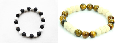 Malas Collection Wood, Stone, Crystal Bracelet Set(Pack of 2)
