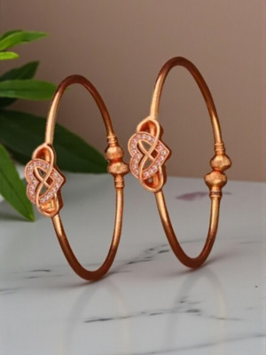 REEWAZIMPERIAL Brass Cubic Zirconia Gold-plated Bangle Set