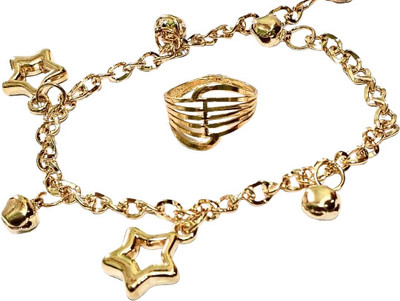 SHAH BEAUTY Alloy Gold-plated Charm Bracelet(Pack of 2)