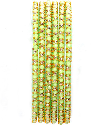 KOTTIAR CREATIONS Glass Crystal, Emerald, Moonstone Bangle Set(Pack of 10)