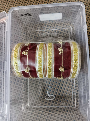 UBS Plastic Pearl Bangle Set(Pack of 2)