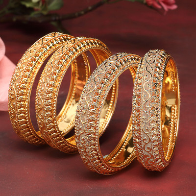 ZENEME Alloy Gold-plated Bangle Set(Pack of 4)