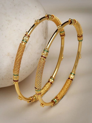 arches Brass Gold-plated Bangle Set(Pack of 2)