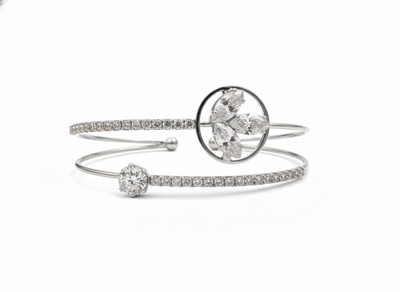 WHITE BIRD Stainless Steel Diamond Silver Bracelet