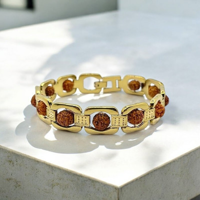 BornFree Rudraksha Gold-plated Charm Bracelet