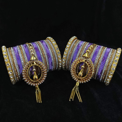 Royal Bangles Metal Zircon Bangle Set(Pack of 10)