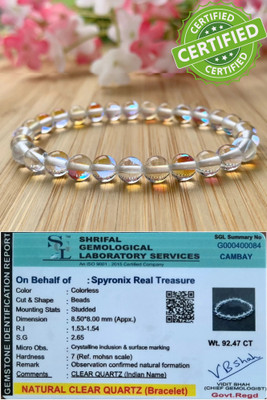 SPYRONIX REAL TREASURE Stone, Clear Quartz Crystal Bracelet