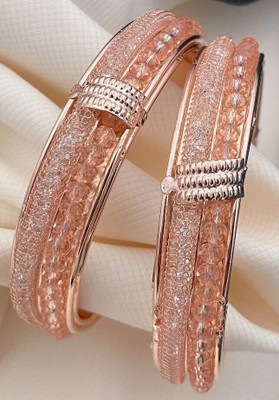 Queenzart Brass Cubic Zirconia Brass Bangle(Pack of 2)