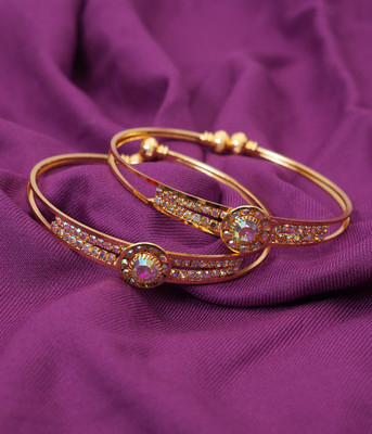 Gemini Creation Alloy Cubic Zirconia Gold-plated Bangle Set(Pack of 2)