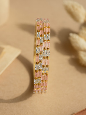 Karatcart Alloy Cubic Zirconia Gold-plated Bangle Set(Pack of 4)