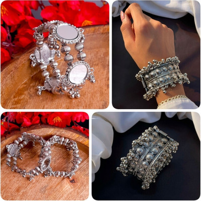 Samridhi DC Alloy Silver Kada(Pack of 2)