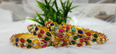 NOH Metal Beads Bangle Set(Pack of 4)