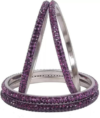 Rajwadi Alloy Cubic Zirconia Silver Bangle Set(Pack of 4)