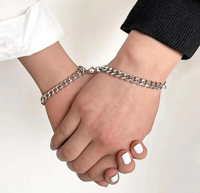 JS Enterprises Alloy Silver Bracelet Set(Pack of 2)