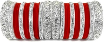 Mayra Creation Metal, Plastic Zircon Silver Bangle Set(Pack of 36)