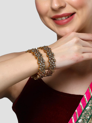 Karatcart Alloy Crystal Gold-plated Bangle Set(Pack of 2)