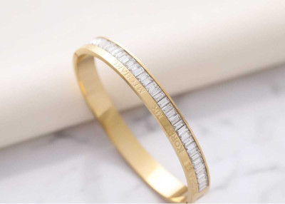 AKAANSHA FAASHION JEWELRY Stainless Steel Cubic Zirconia Gold-plated Kada
