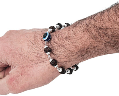 MysteriousThings Rudraksha, Evil Eye Silver Kada