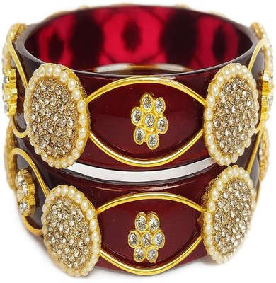 AKMOS Crystal, Alloy Zircon Bangle Set(Pack of 2)