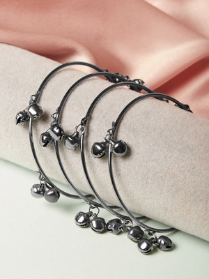 Rubans Elements Alloy Silver Bangle Set(Pack of 4)